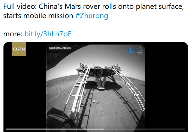 Zhurong from lander on video tweet