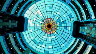 Modern transparent dome structure showcasing innovative glass architecture against natural landscape