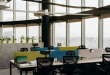 Empty executive office chair in modern workspace representing solitude and quiet thinking time