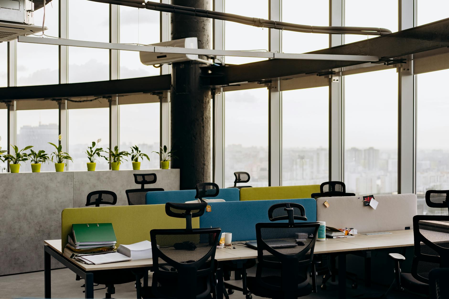 Empty executive office chair in modern workspace representing solitude and quiet thinking time