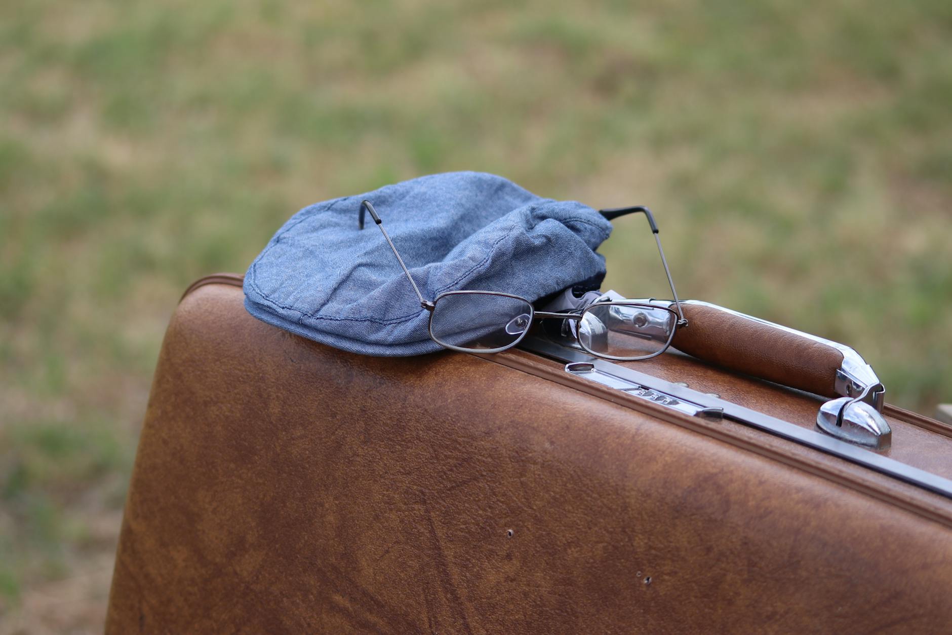 Travel-sized toiletries and electronic accessories arranged for efficient packing