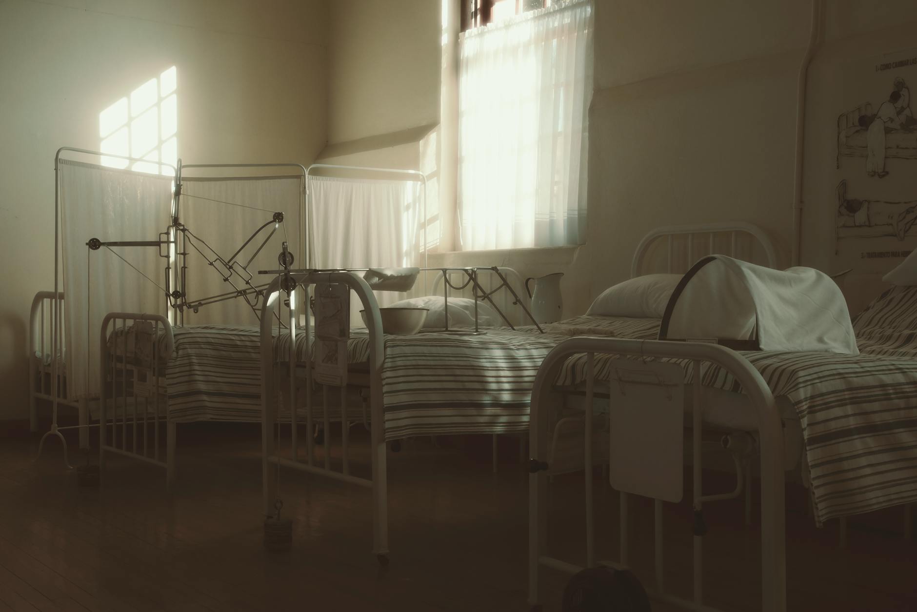 Medical facility interior showing treatment area for travel emergencies