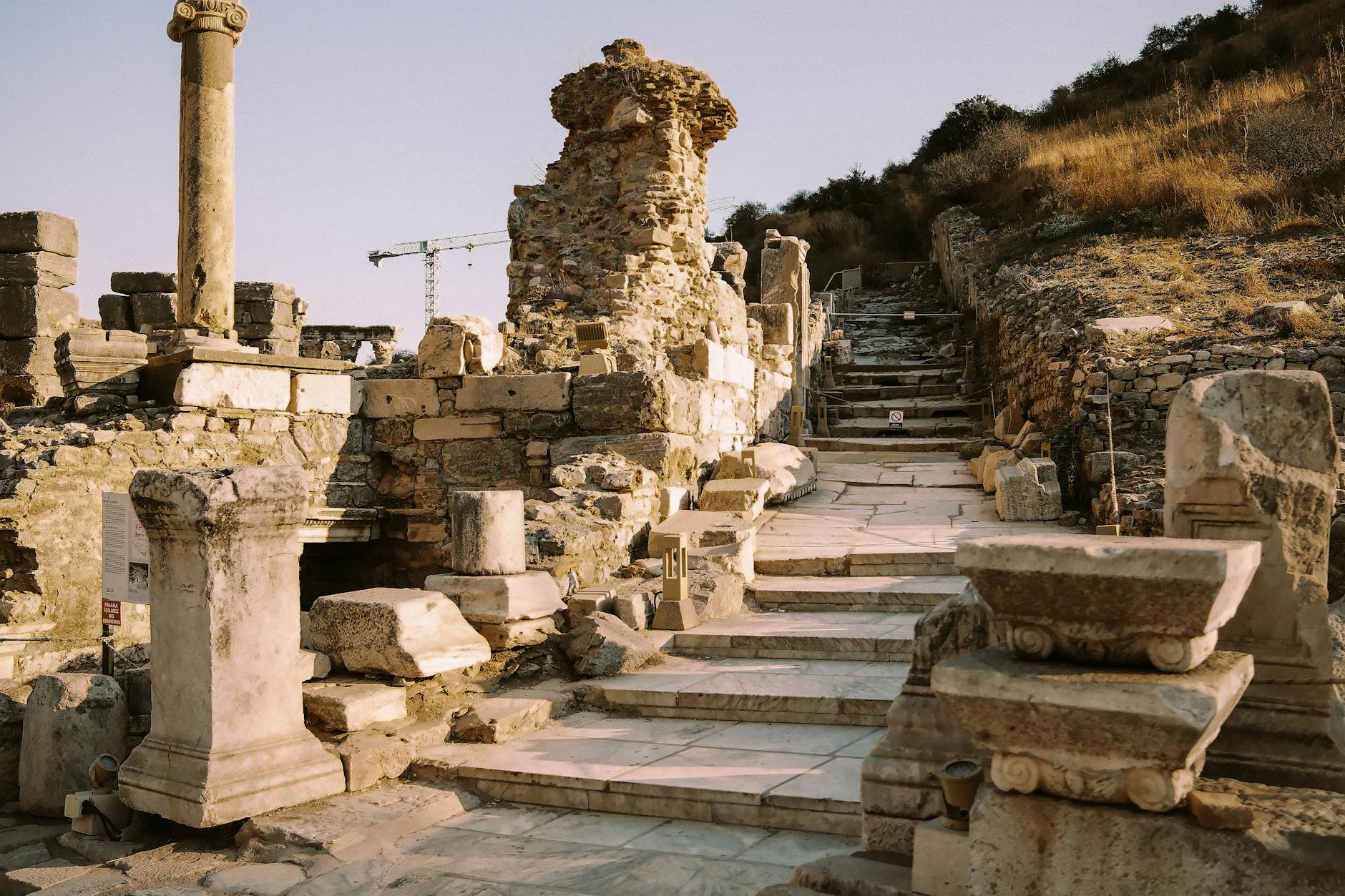 Ancient stone ruins and archaeological site with historical architecture