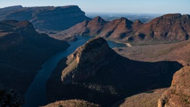 Deep river gorge with forested canyon walls and a winding river below
