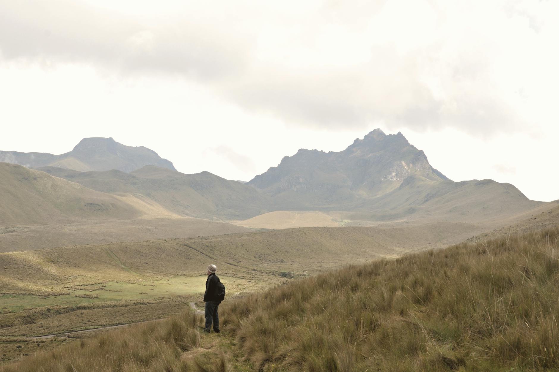 Narrow dirt hiking trail winding through high-altitude Andean landscape