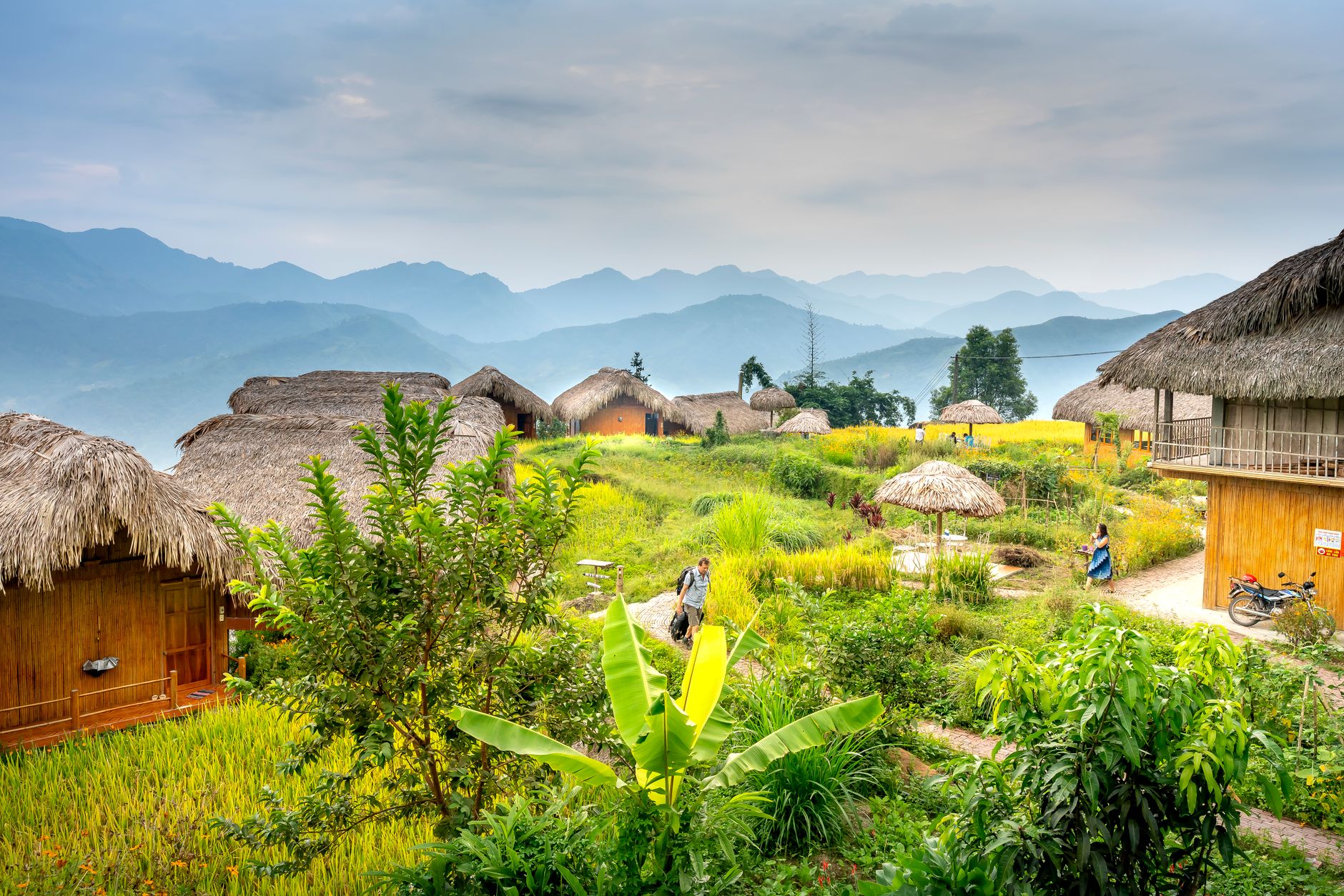 A remote highland village in Myanmar surrounded by forested hills