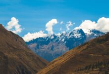 Misty cloud forest covering steep Andean mountain slopes in northern Peru