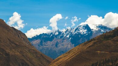Misty cloud forest covering steep Andean mountain slopes in northern Peru
