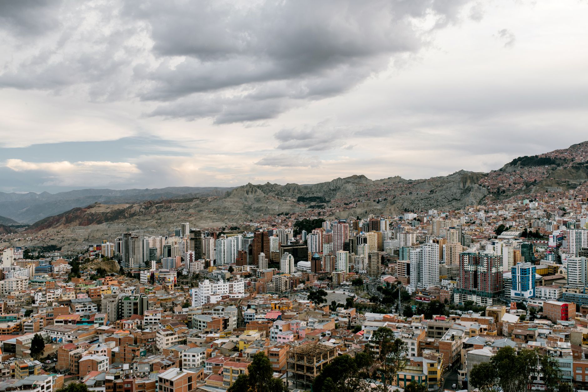 Whitewashed colonial architecture of a South American city at altitude