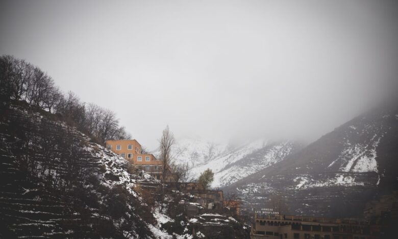 Stone village compounds on a rocky hillside in the Mandara Mountains of northern Cameroon